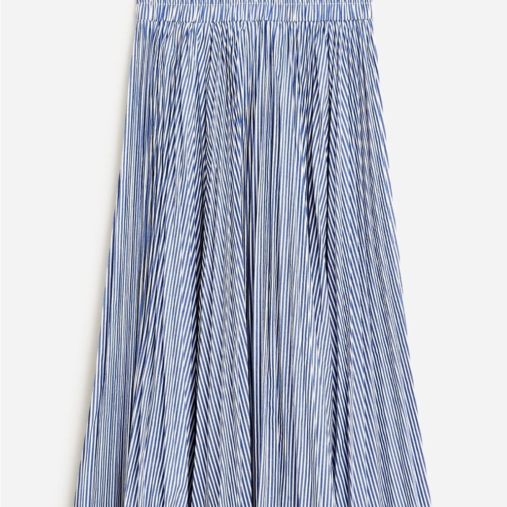 J. Crew Pleated midi skirt in striped cotton blend